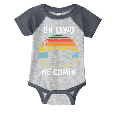 Chonk Cat Retro Style Vintage Meme Oh Lawd He Comin Infant Baby Jersey Bodysuit