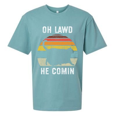 Chonk Cat Retro Style Vintage Meme Oh Lawd He Comin Sueded Cloud Jersey T-Shirt