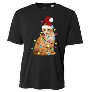 Cat Christmas Ree Santa Funny Xmas Cat Lover Cooling Performance Crew T-Shirt