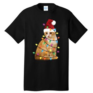 Cat Christmas Ree Santa Funny Xmas Cat Lover Tall T-Shirt