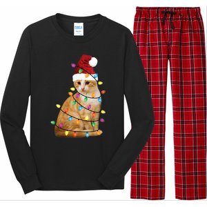 Cat Christmas Ree Santa Funny Xmas Cat Lover Long Sleeve Pajama Set