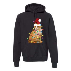 Cat Christmas Ree Santa Funny Xmas Cat Lover Premium Hoodie