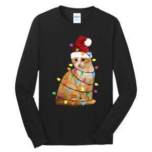 Cat Christmas Ree Santa Funny Xmas Cat Lover Tall Long Sleeve T-Shirt