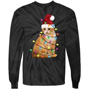 Cat Christmas Ree Santa Funny Xmas Cat Lover Tie-Dye Long Sleeve Shirt