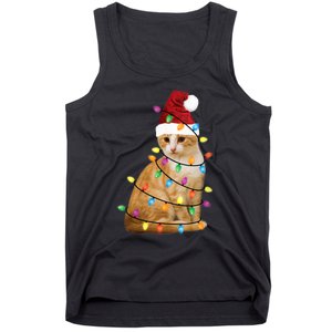 Cat Christmas Ree Santa Funny Xmas Cat Lover Tank Top