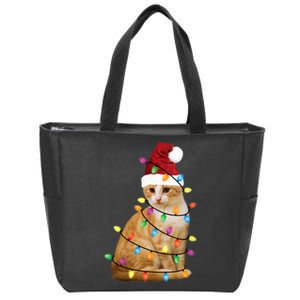 Cat Christmas Ree Santa Funny Xmas Cat Lover Zip Tote Bag