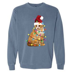 Cat Christmas Ree Santa Funny Xmas Cat Lover Garment-Dyed Sweatshirt