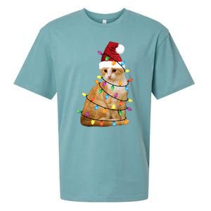 Cat Christmas Ree Santa Funny Xmas Cat Lover Sueded Cloud Jersey T-Shirt