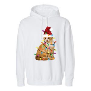 Cat Christmas Ree Santa Funny Xmas Cat Lover Garment-Dyed Fleece Hoodie