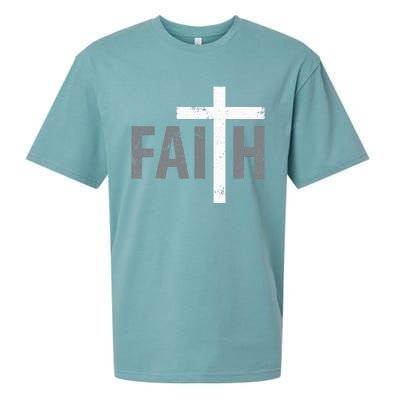 Christian Christ Religious Faith Cross Sueded Cloud Jersey T-Shirt