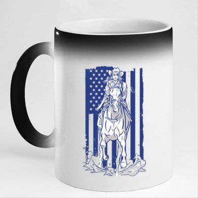 Rodeo Horse Country Life Cowboy Cowgirl Howdy American Flag 11oz Black Color Changing Mug