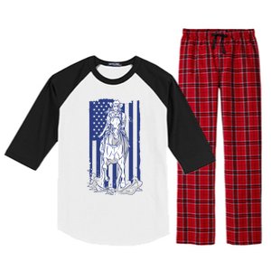 Rodeo Horse Country Life Cowboy Cowgirl Howdy American Flag Raglan Sleeve Pajama Set