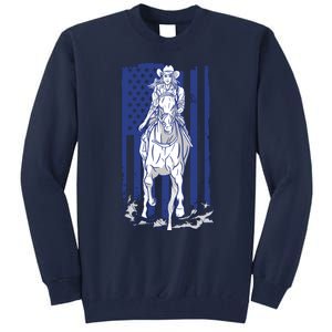 Rodeo Horse Country Life Cowboy Cowgirl Howdy American Flag Tall Sweatshirt