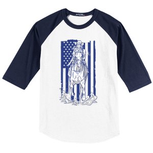 Rodeo Horse Country Life Cowboy Cowgirl Howdy American Flag Baseball Sleeve Shirt