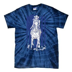 Rodeo Horse Country Life Cowboy Cowgirl Howdy American Flag Tie-Dye T-Shirt