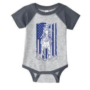 Rodeo Horse Country Life Cowboy Cowgirl Howdy American Flag Infant Baby Jersey Bodysuit