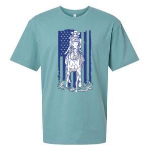 Rodeo Horse Country Life Cowboy Cowgirl Howdy American Flag Sueded Cloud Jersey T-Shirt