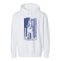 Rodeo Horse Country Life Cowboy Cowgirl Howdy American Flag Garment-Dyed Fleece Hoodie