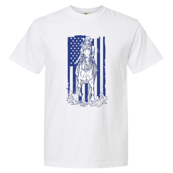 Rodeo Horse Country Life Cowboy Cowgirl Howdy American Flag Garment-Dyed Heavyweight T-Shirt