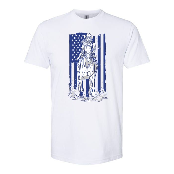 Rodeo Horse Country Life Cowboy Cowgirl Howdy American Flag Softstyle CVC T-Shirt