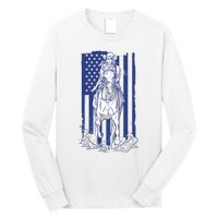 Rodeo Horse Country Life Cowboy Cowgirl Howdy American Flag Long Sleeve Shirt