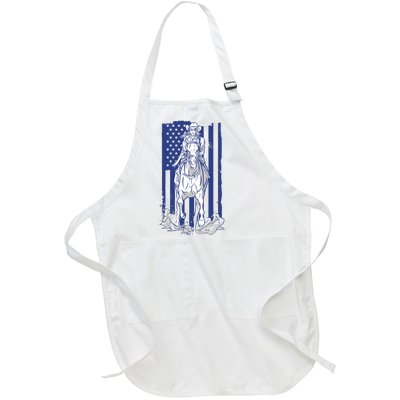 Rodeo Horse Country Life Cowboy Cowgirl Howdy American Flag Full-Length Apron With Pockets