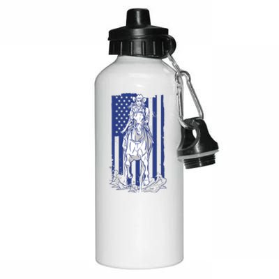 Rodeo Horse Country Life Cowboy Cowgirl Howdy American Flag Aluminum Water Bottle