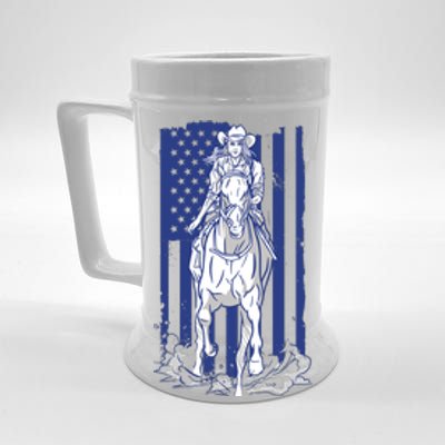 Rodeo Horse Country Life Cowboy Cowgirl Howdy American Flag Beer Stein