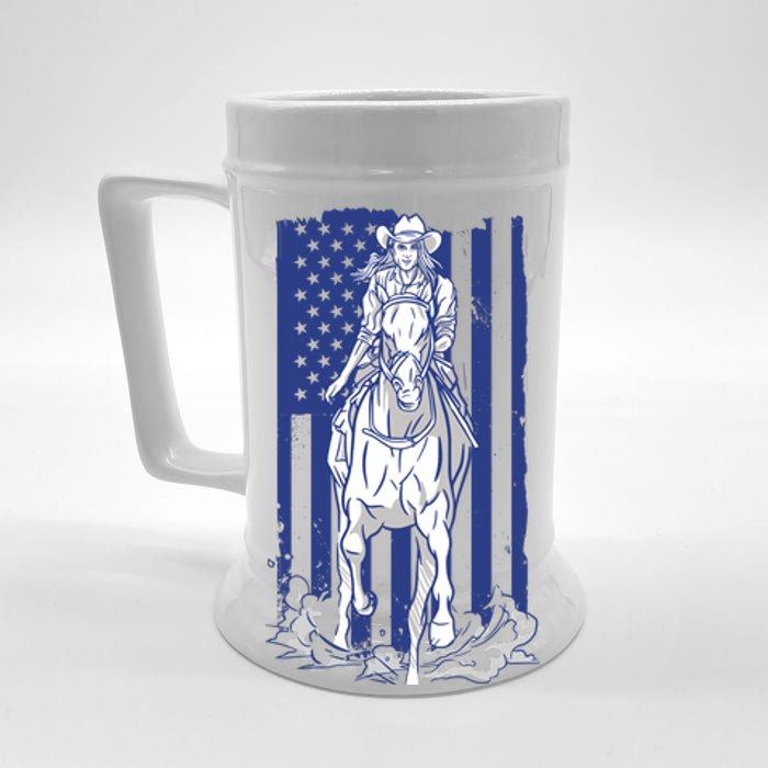 Rodeo Horse Country Life Cowboy Cowgirl Howdy American Flag Beer Stein