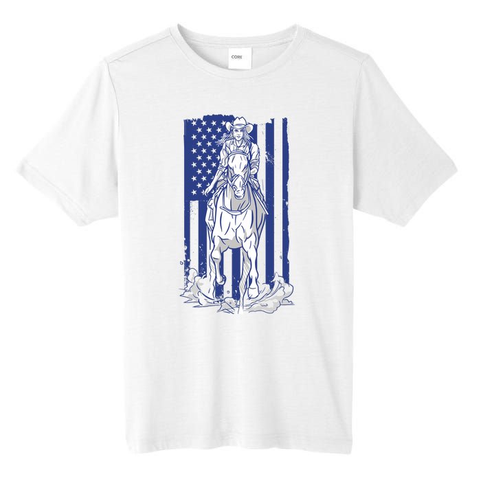 Rodeo Horse Country Life Cowboy Cowgirl Howdy American Flag Tall Fusion ChromaSoft Performance T-Shirt