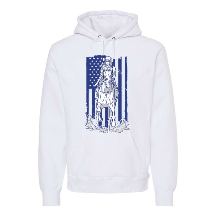 Rodeo Horse Country Life Cowboy Cowgirl Howdy American Flag Premium Hoodie