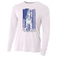 Rodeo Horse Country Life Cowboy Cowgirl Howdy American Flag Cooling Performance Long Sleeve Crew