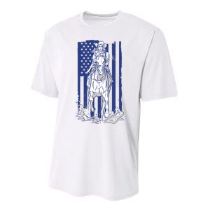 Rodeo Horse Country Life Cowboy Cowgirl Howdy American Flag Performance Sprint T-Shirt