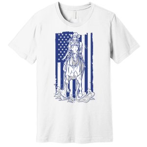 Rodeo Horse Country Life Cowboy Cowgirl Howdy American Flag Premium T-Shirt