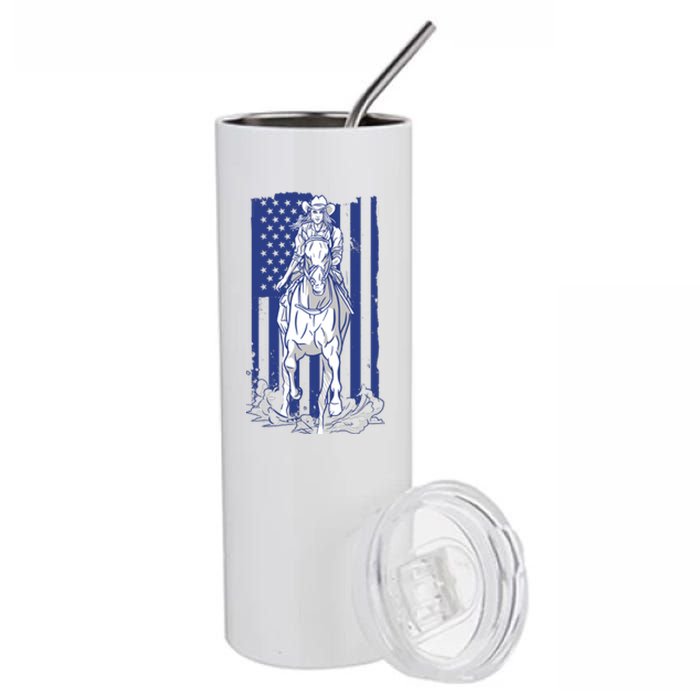 Rodeo Horse Country Life Cowboy Cowgirl Howdy American Flag Stainless Steel Tumbler