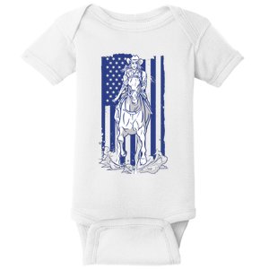 Rodeo Horse Country Life Cowboy Cowgirl Howdy American Flag Baby Bodysuit