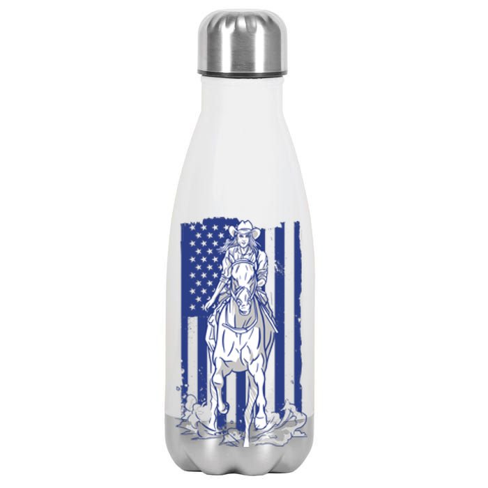 Rodeo Horse Country Life Cowboy Cowgirl Howdy American Flag Stainless Steel Insulated Water Bottle