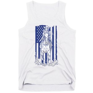 Rodeo Horse Country Life Cowboy Cowgirl Howdy American Flag Tank Top