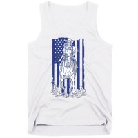 Rodeo Horse Country Life Cowboy Cowgirl Howdy American Flag Tank Top