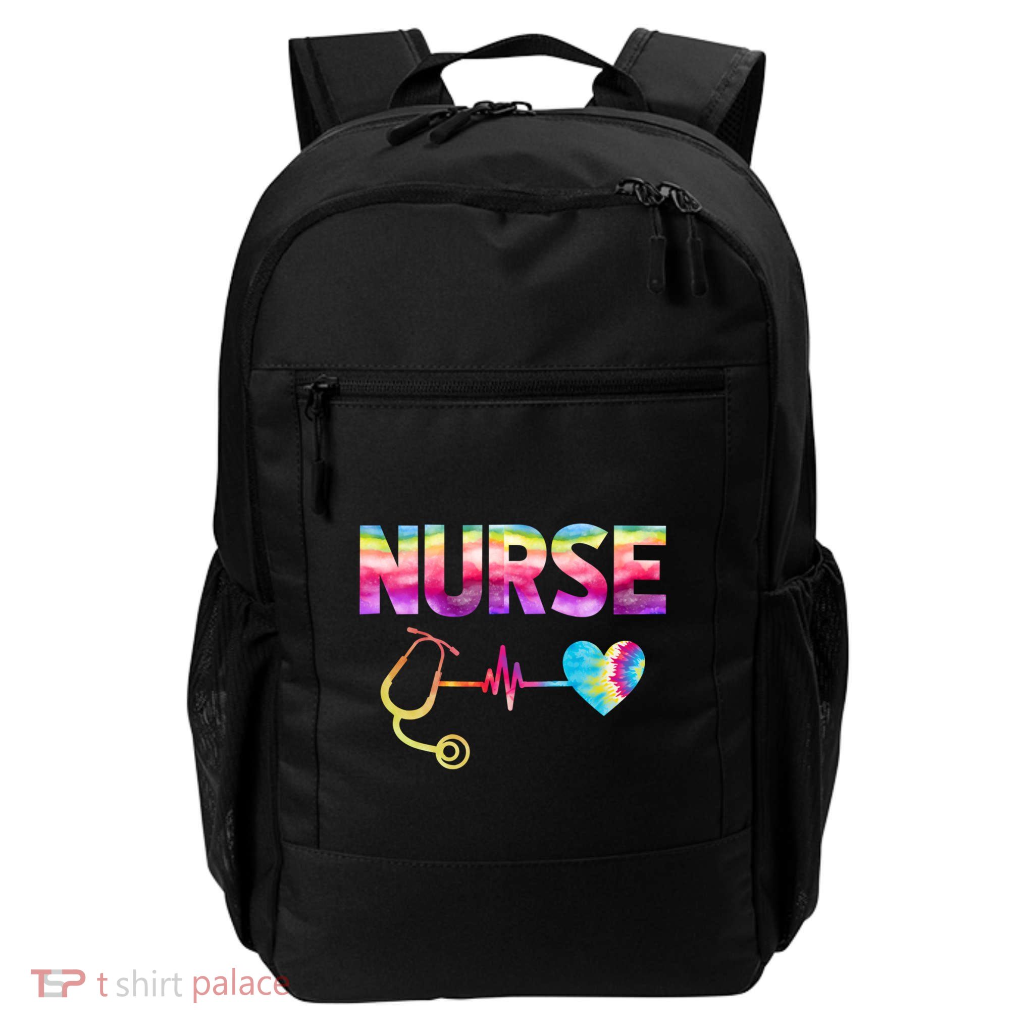 Cna Cvicu Rn Nurse Tie Dye Heart Stethoscope Heartbeat Gift Daily Commute Backpack