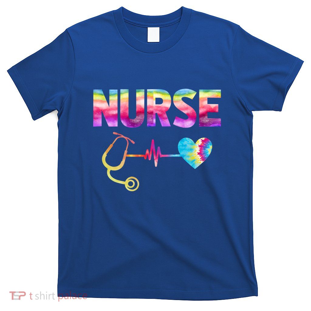 Cna Cvicu Rn Nurse Tie Dye Heart Stethoscope Heartbeat Gift T-Shirt