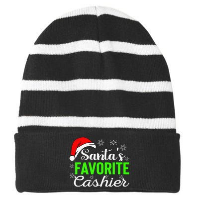 Christmas Cashier Retail Worker Mom Xmas Santa Holiday Gifts Striped Beanie with Solid Band