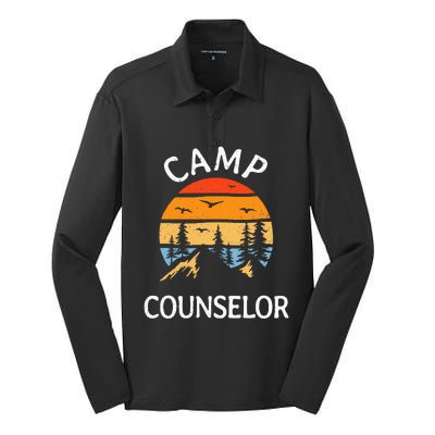 Camp Counselor Retro Summer Director Camper Staff Camping Silk Touch Performance Long Sleeve Polo