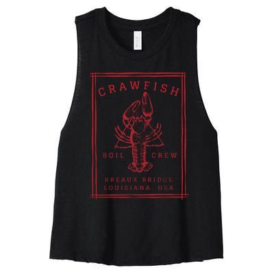 Crawfish Crew Retro Louisiana Cajun Seafood Gift Women's Racerback Cropped Tank