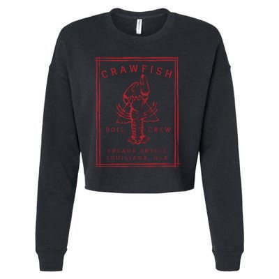 Crawfish Crew Retro Louisiana Cajun Seafood Gift Cropped Pullover Crew