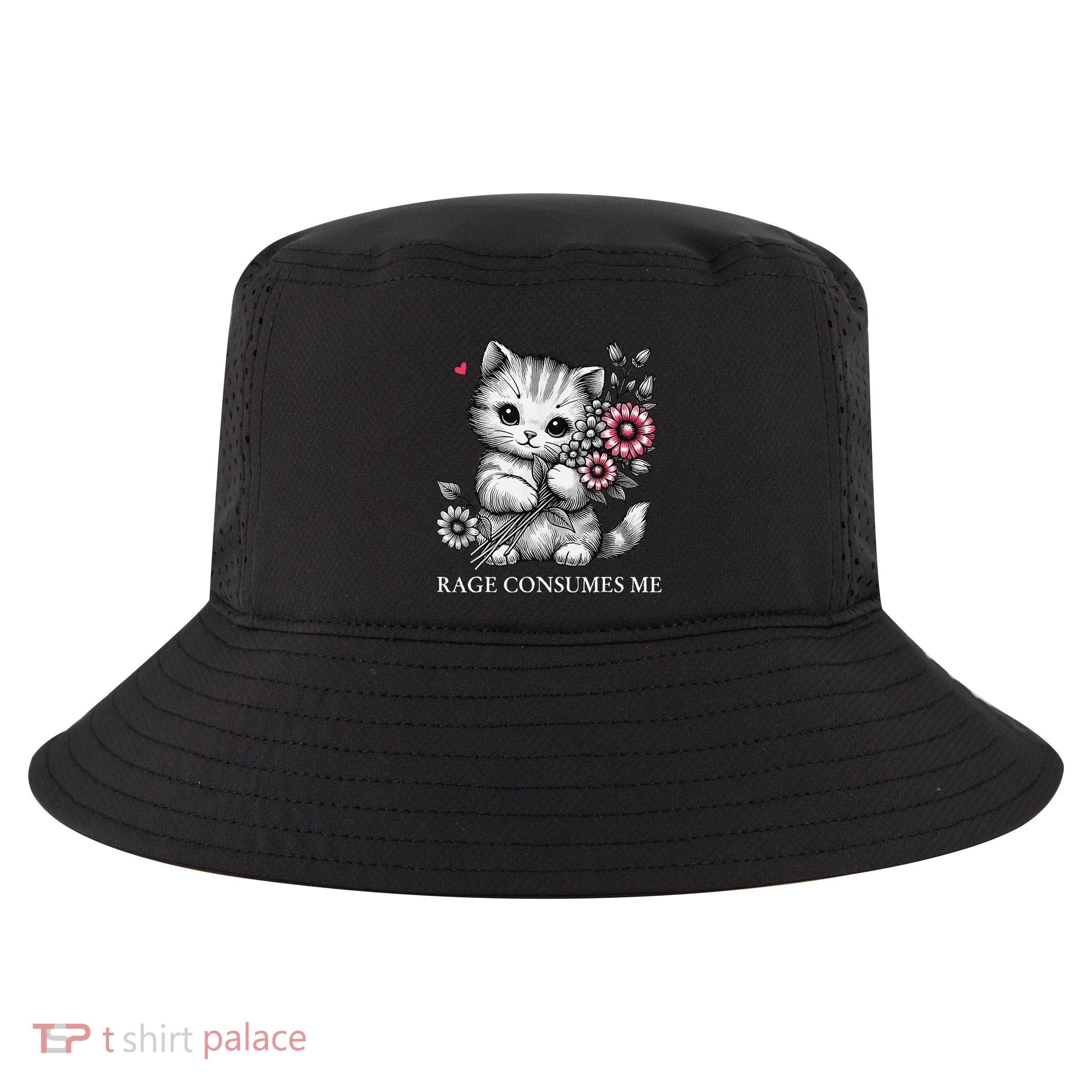 Cute Cat Rage Consumes Me Funny Sarcastic Kitten Flower Cool Comfort Performance Bucket Hat