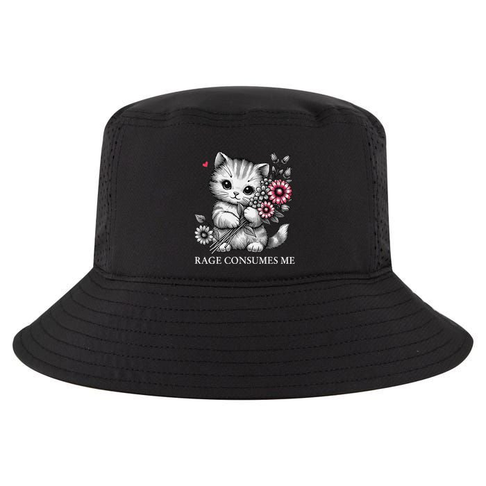 Cute Cat Rage Consumes Me Funny Sarcastic Kitten Flower Cool Comfort Performance Bucket Hat