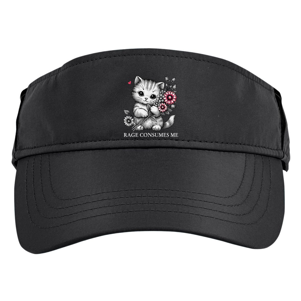 Cute Cat Rage Consumes Me Funny Sarcastic Kitten Flower Adult Drive Performance Visor
