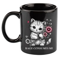 Cute Cat Rage Consumes Me Funny Sarcastic Kitten Flower 11oz C Handle Ceramic Mug