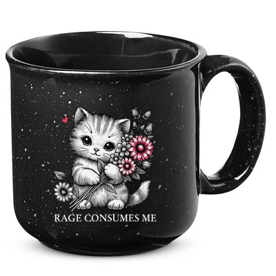Cute Cat Rage Consumes Me Funny Sarcastic Kitten Flower 15oz Campfire Ceramic Mug